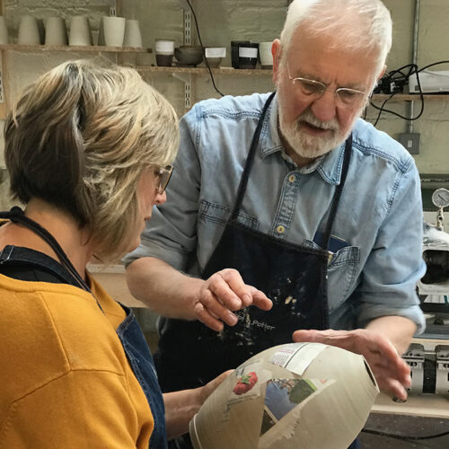 Walter Keeler working with Elaine (student)